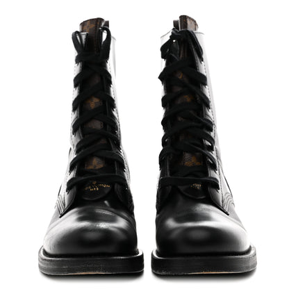 Louis Vuitton Calfskin Monogram Metropolis Flat Ranger Boots 39 Black 3 of 9
