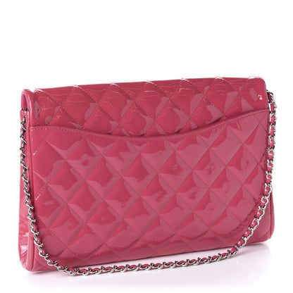 Chanel Patent Quilted Clutch With Chain Flap Fuchsia 3 of 10