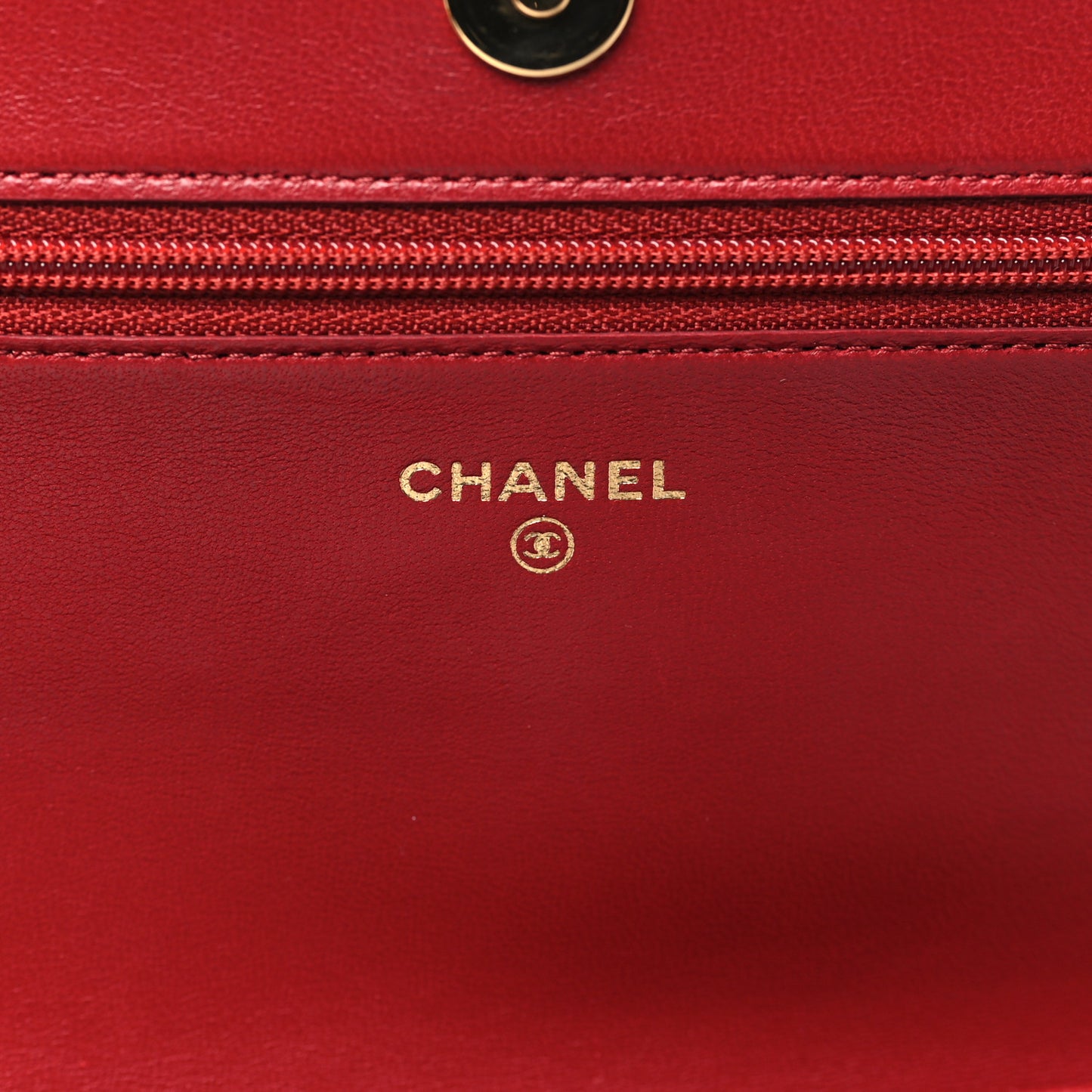 Lambskin Chevron Quilted Boy Wallet On Chain WOC Red