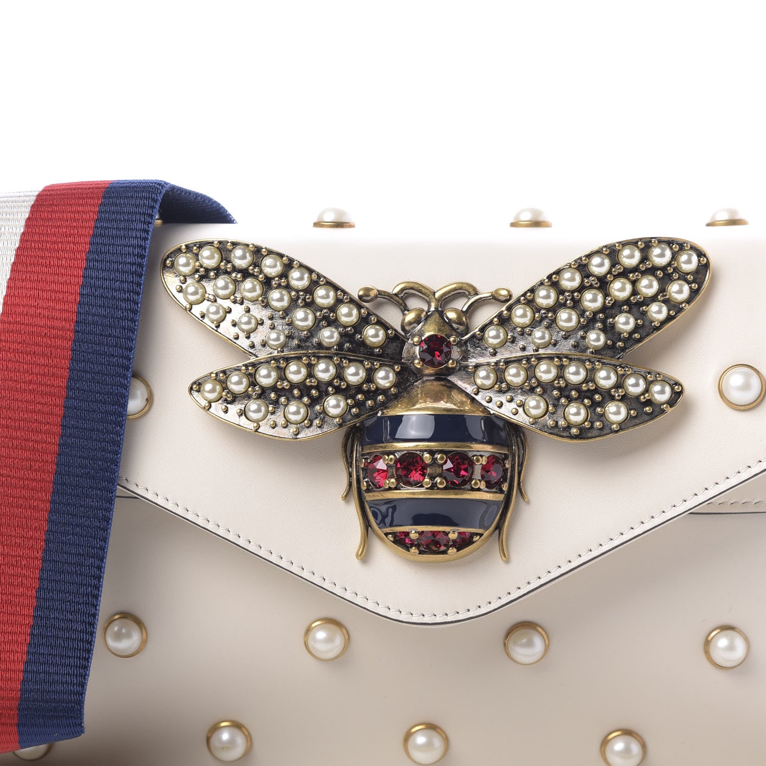 Gucci Nappa Pearl Studded Mini Queen Margaret Broadway Shoulder Bag Mystic White 10 of 11