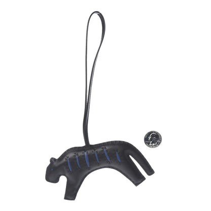 Hermes Milo Lambskin Rooroo Bag Charm Black Bleu de Malte 2 of 3