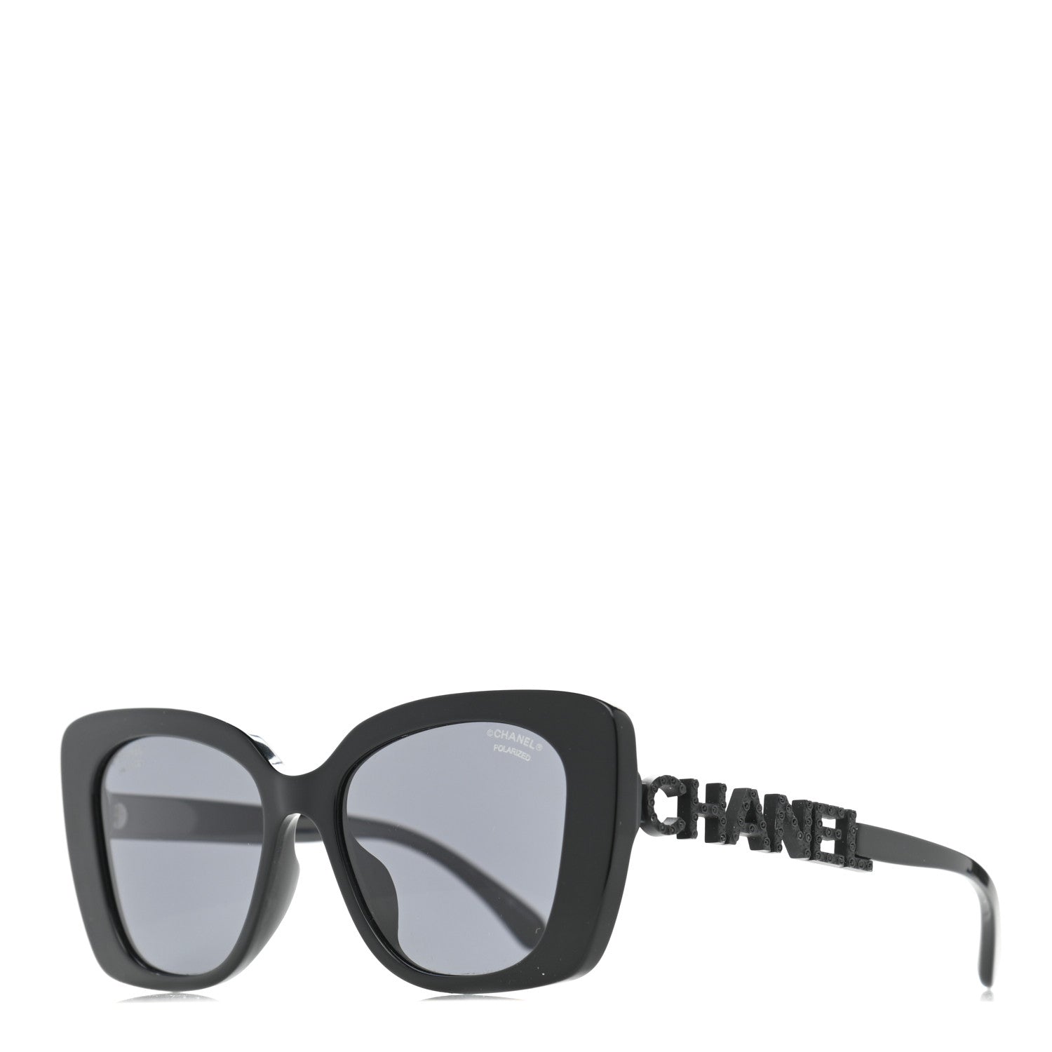 Chanel Acetate Strass Polarized Square Sunglasses 5422-B Black 1 of 8