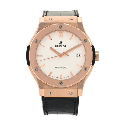 Hublot Titanium 18K Rose Gold Alligator 45mm Classic Fusion Automatic Watch 511.OX.2611.LR 1 of 5