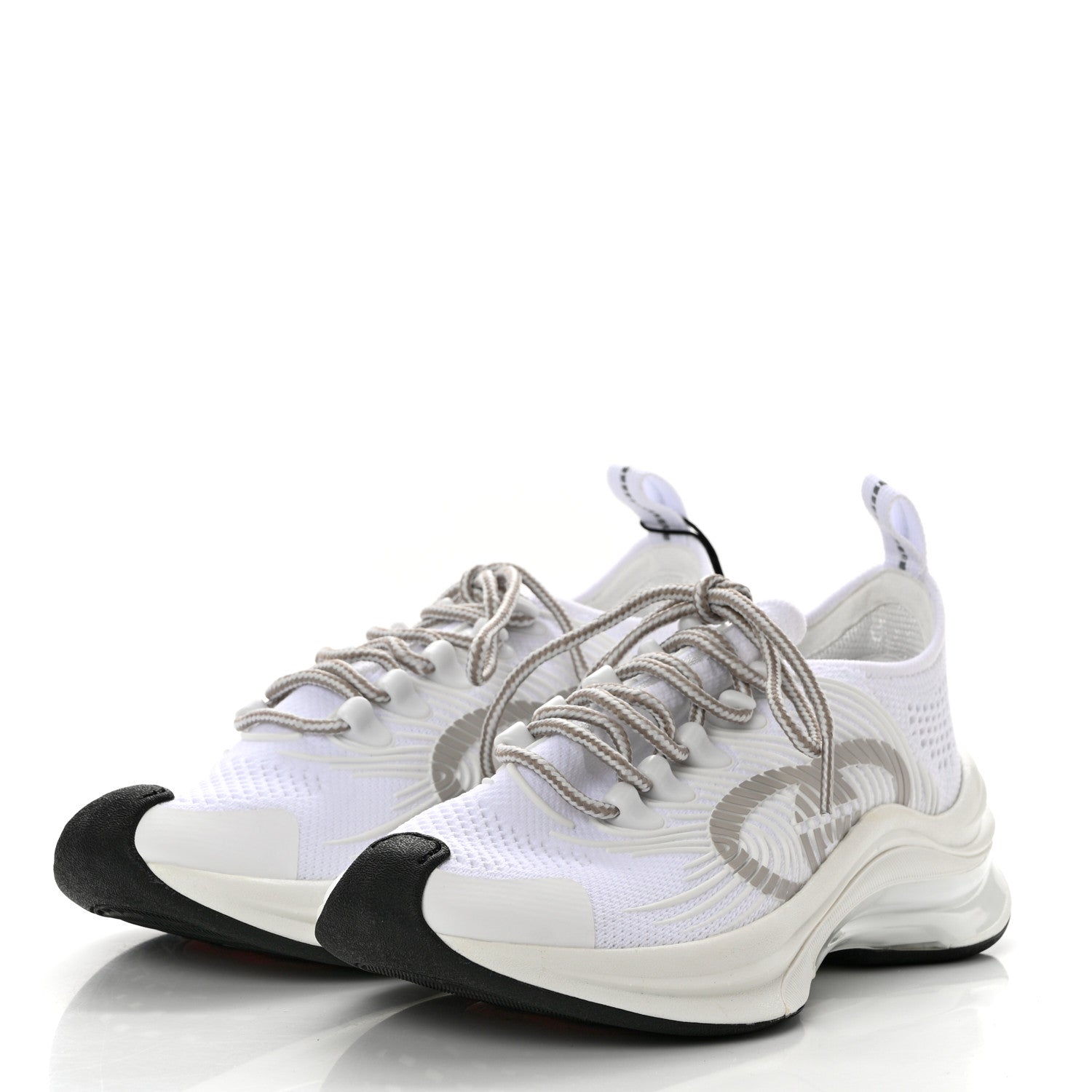 Gucci Technical Knit Fabric Waves Womens Gucci Run Sneakers 35 Great White Thunder 3 of 7