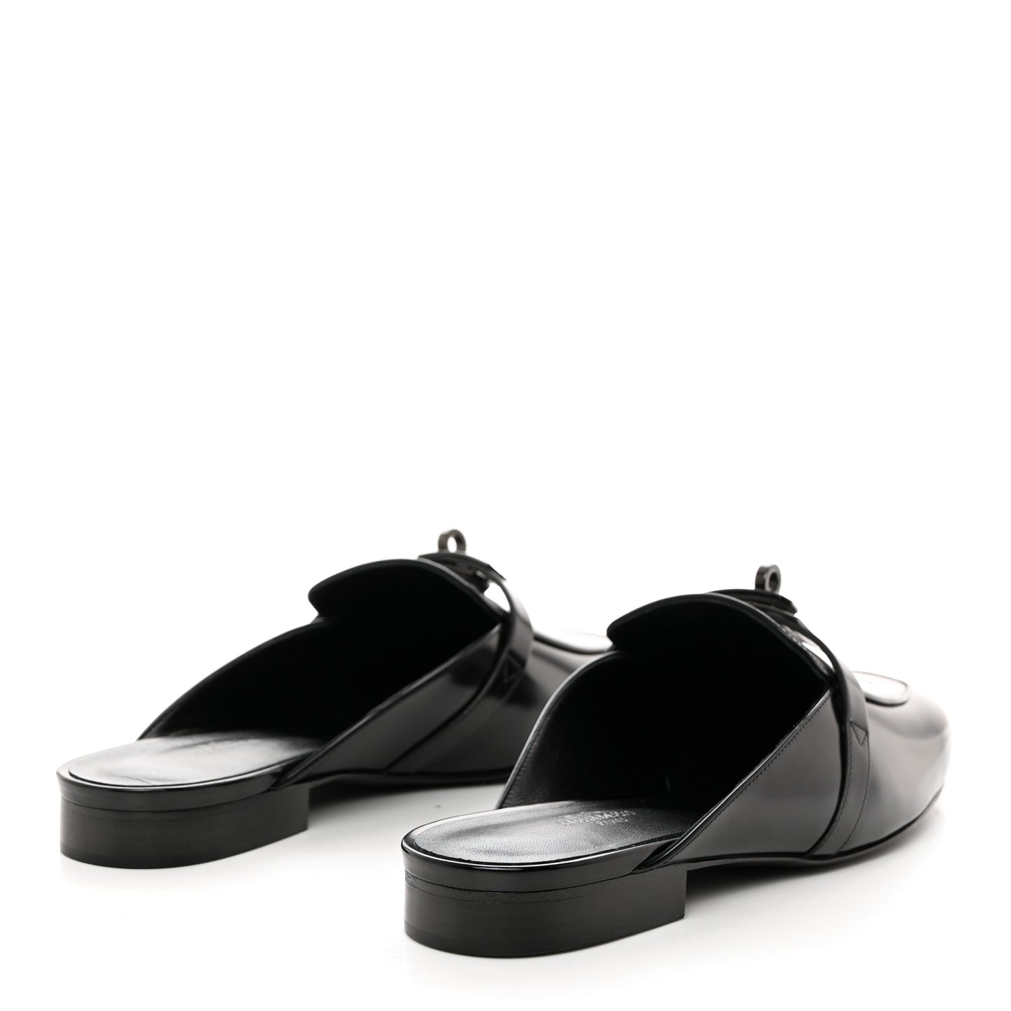 Glazed Calfskin Oz Mules 41 Black