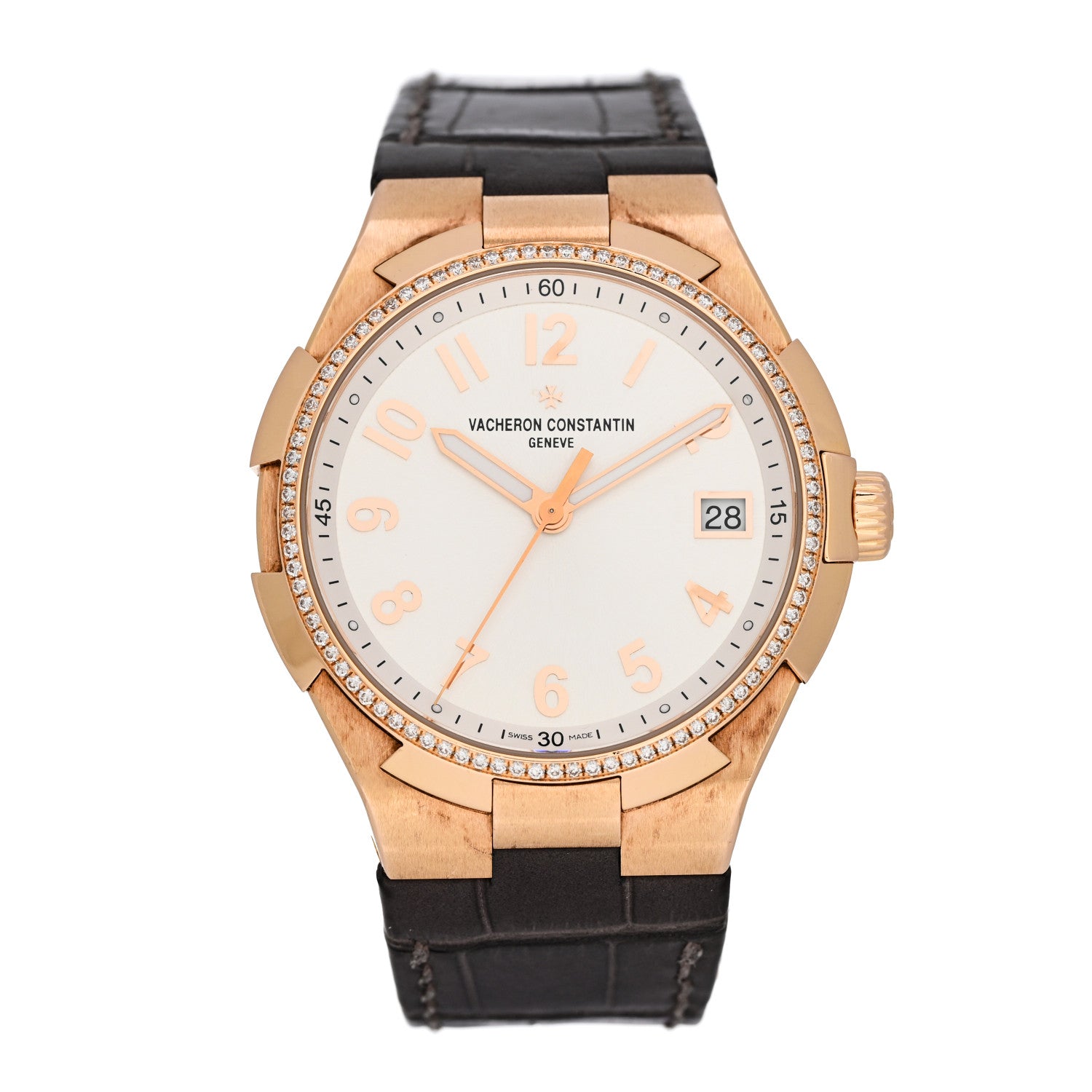 Vacheron Constantin 18K Pink Gold Alligator Diamond Bezel 37mm Overseas Automatic Watch 47560/D01R-9672 1 of 8