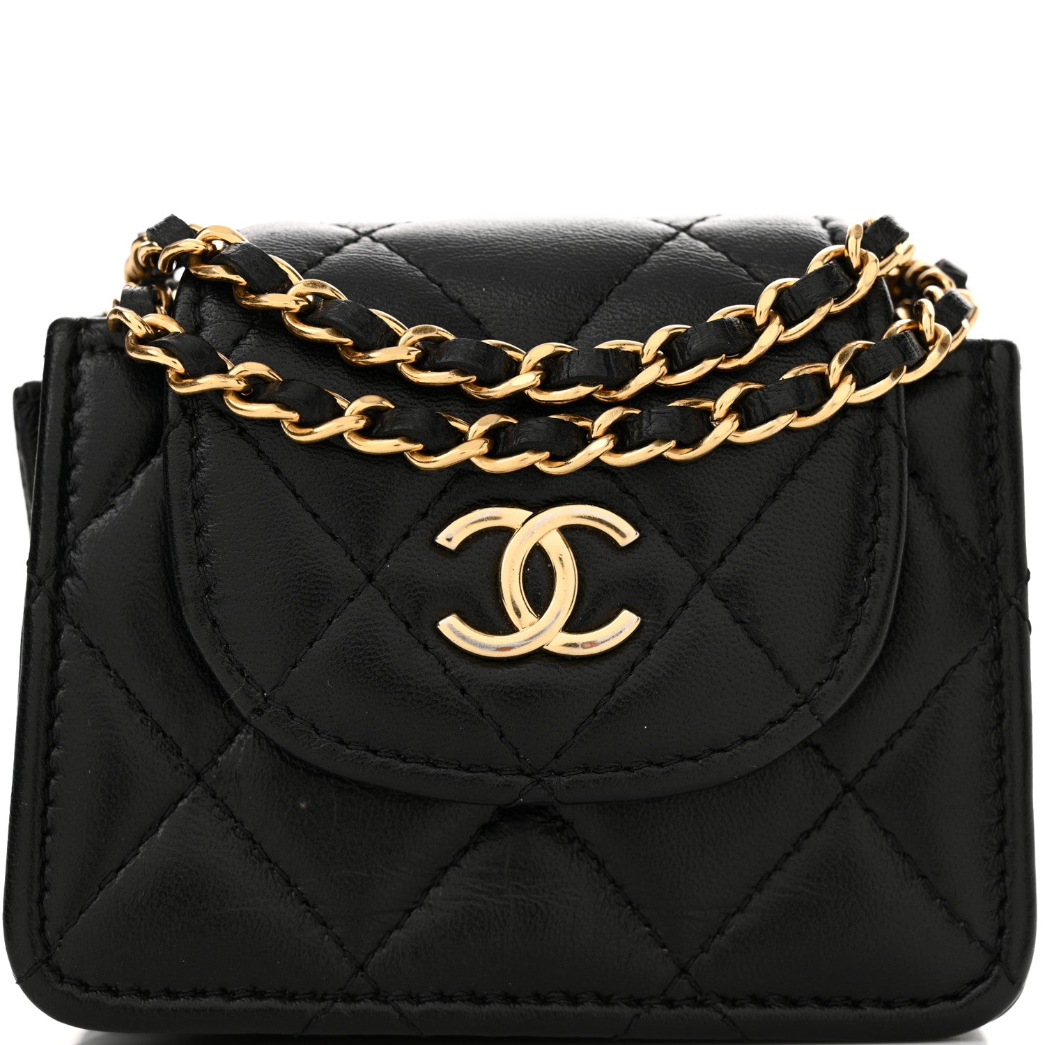 Chanel Lambskin Quilted Mini Accordion Clutch With Chain Black 8 of 11