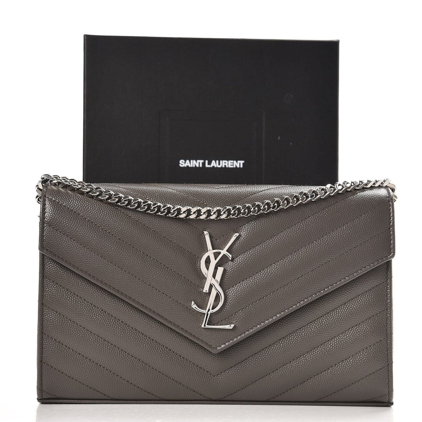 Grain De Poudre Matelasse Chevron Monogram Chain Wallet Earth