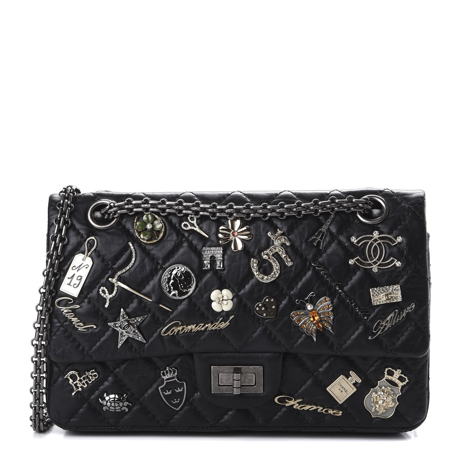 Chanel Aged Calfskin Lucky Charms 2.55 Reissue 225 Flap Black 1 of 10