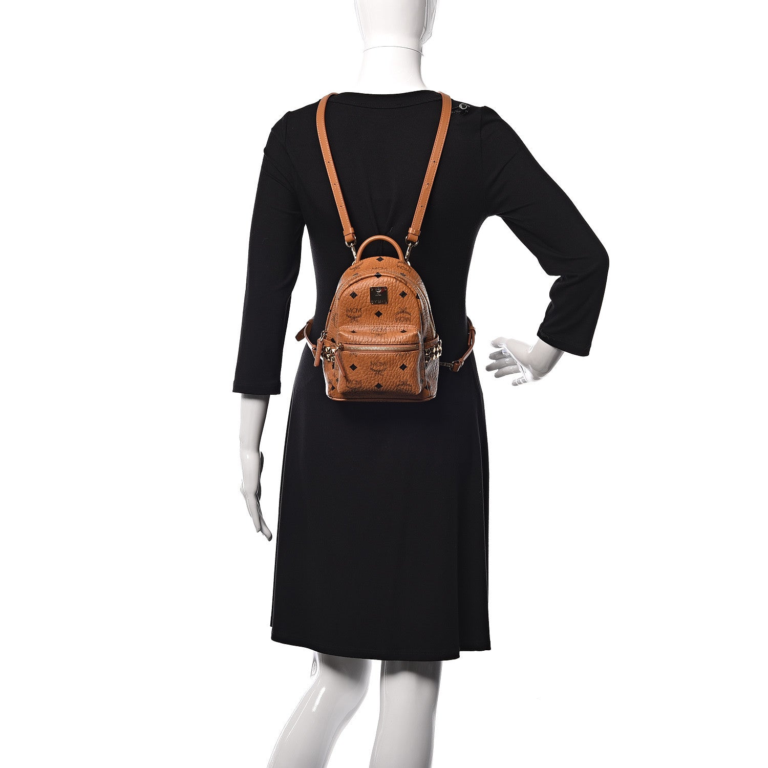 MCM Visetos Side Stud X-Mini Stark Backpack Cognac 2 of 11