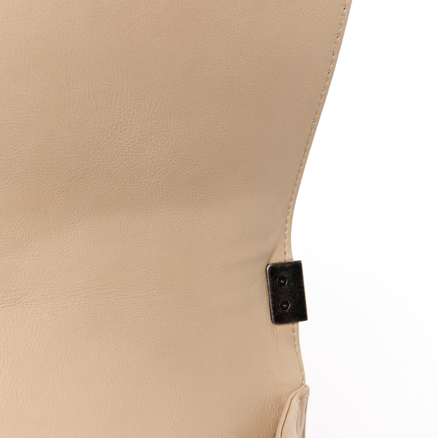 Calfskin Quilted Double Stitch Medium Boy Flap Beige