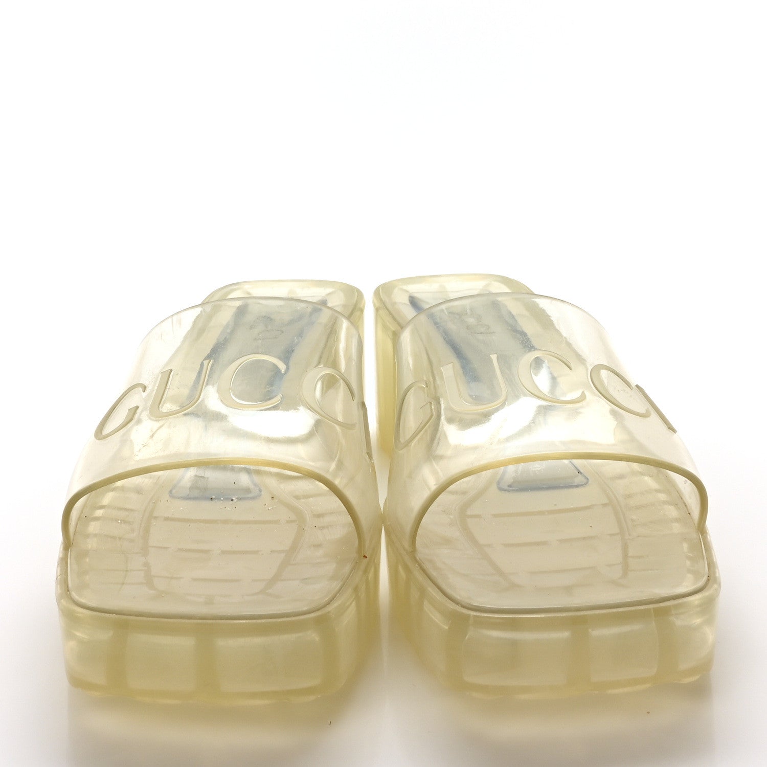 Gucci Rubber Gucci Logo Womens Platform 20/60mm Slide Sandals 39 Transparent 3 of 8