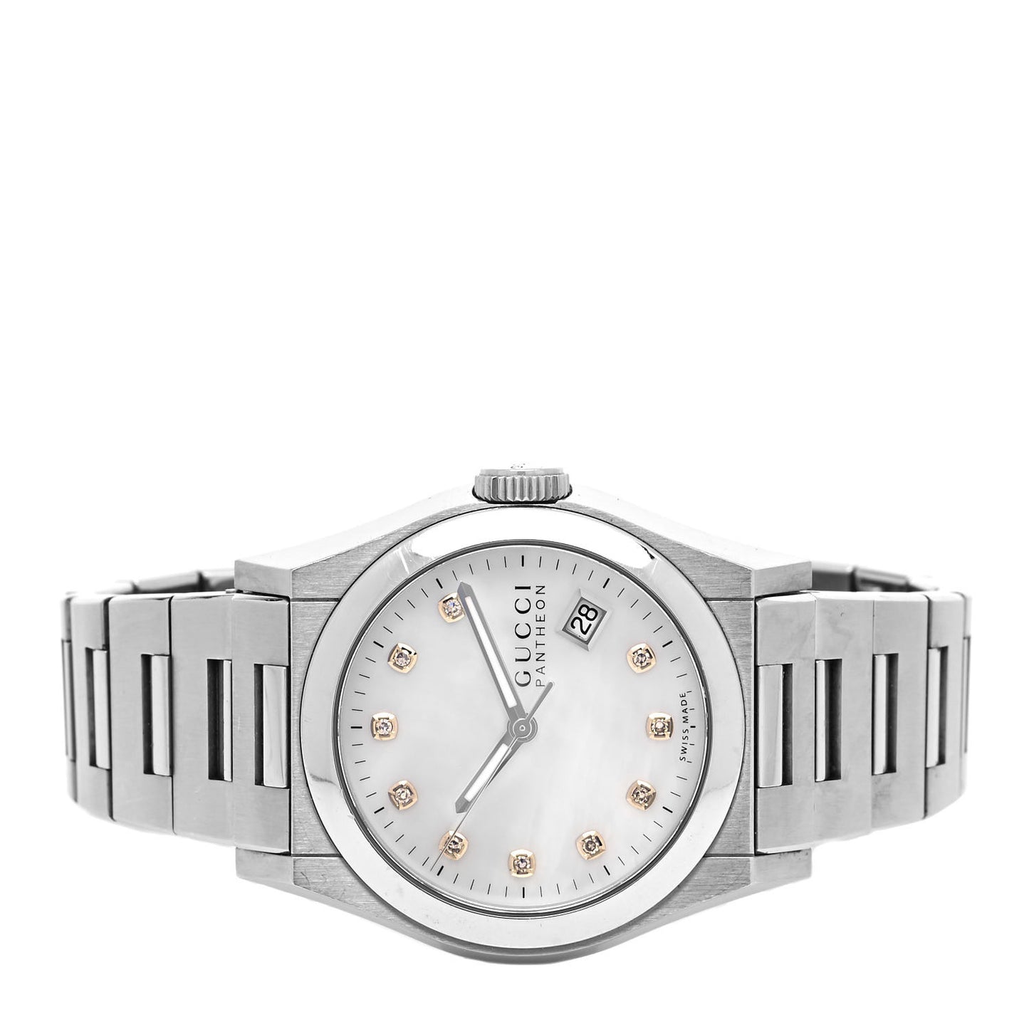 Stainless Steel Diamond Mother of Pearl 36mm Pantheon Quartz Watch