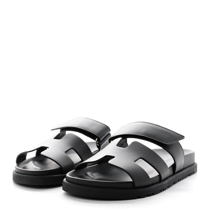 Hermes Calfskin Womens Chypre Sandals 35.5 Black 3 of 10