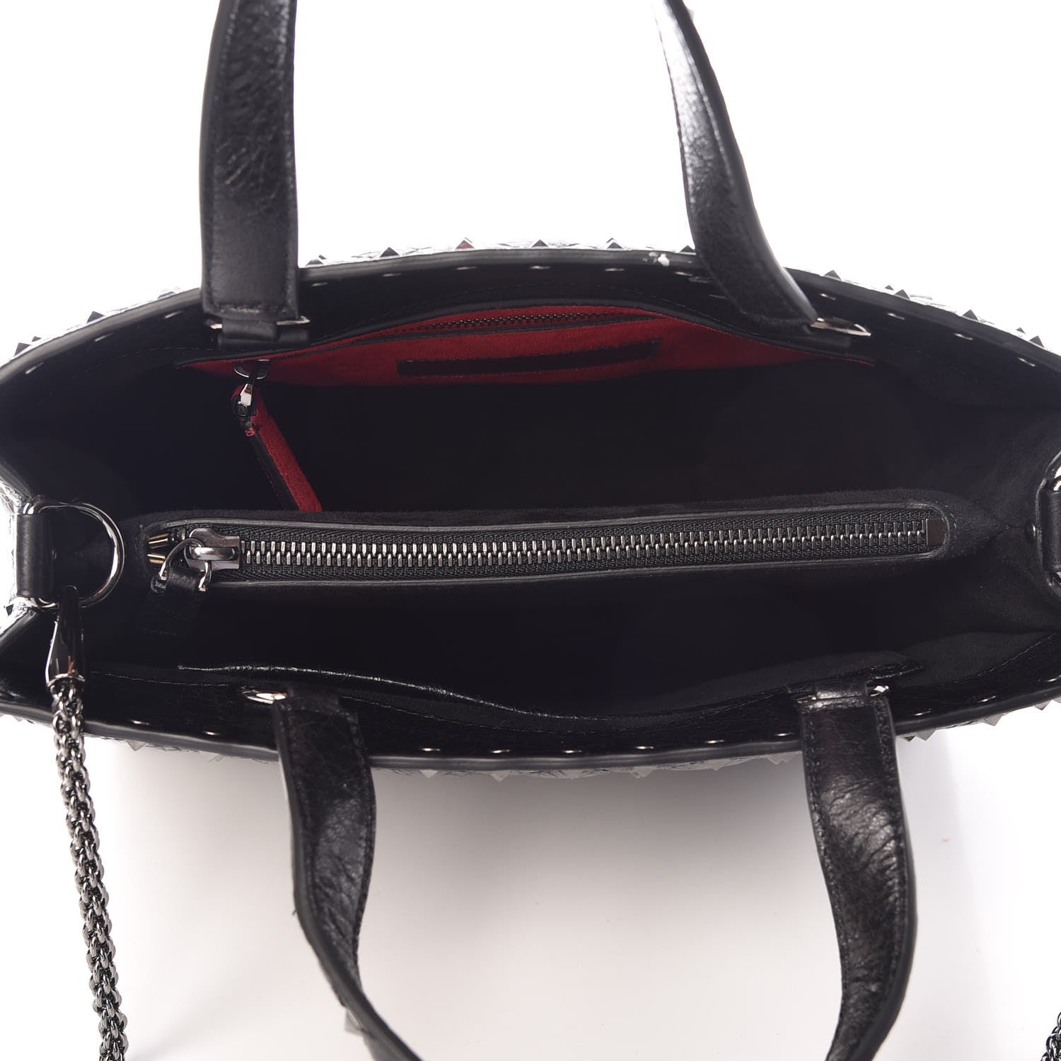 Valentino Garavani Craquele Nappa Rockstud Spike Tote Black 5 of 9