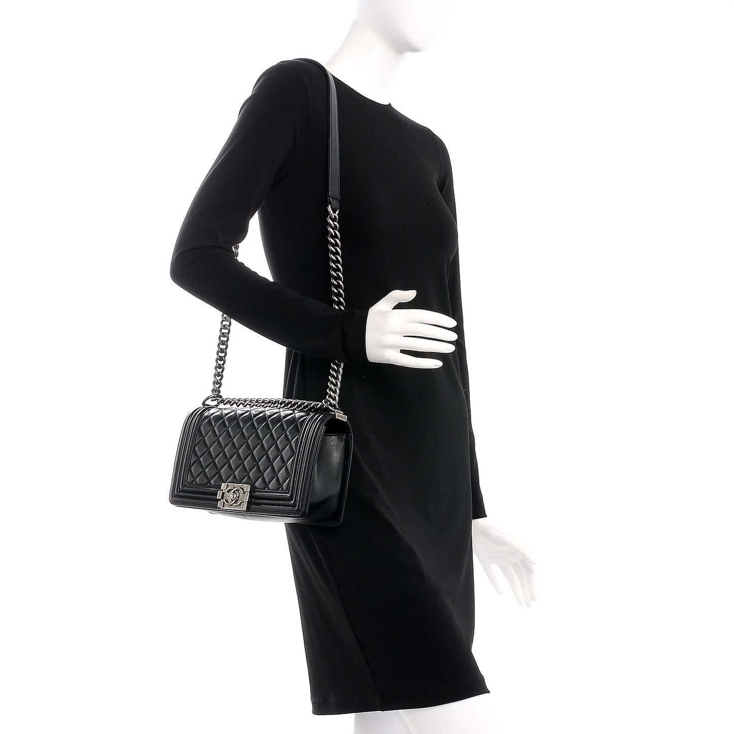 Lambskin Quilted Medium Boy Flap Black