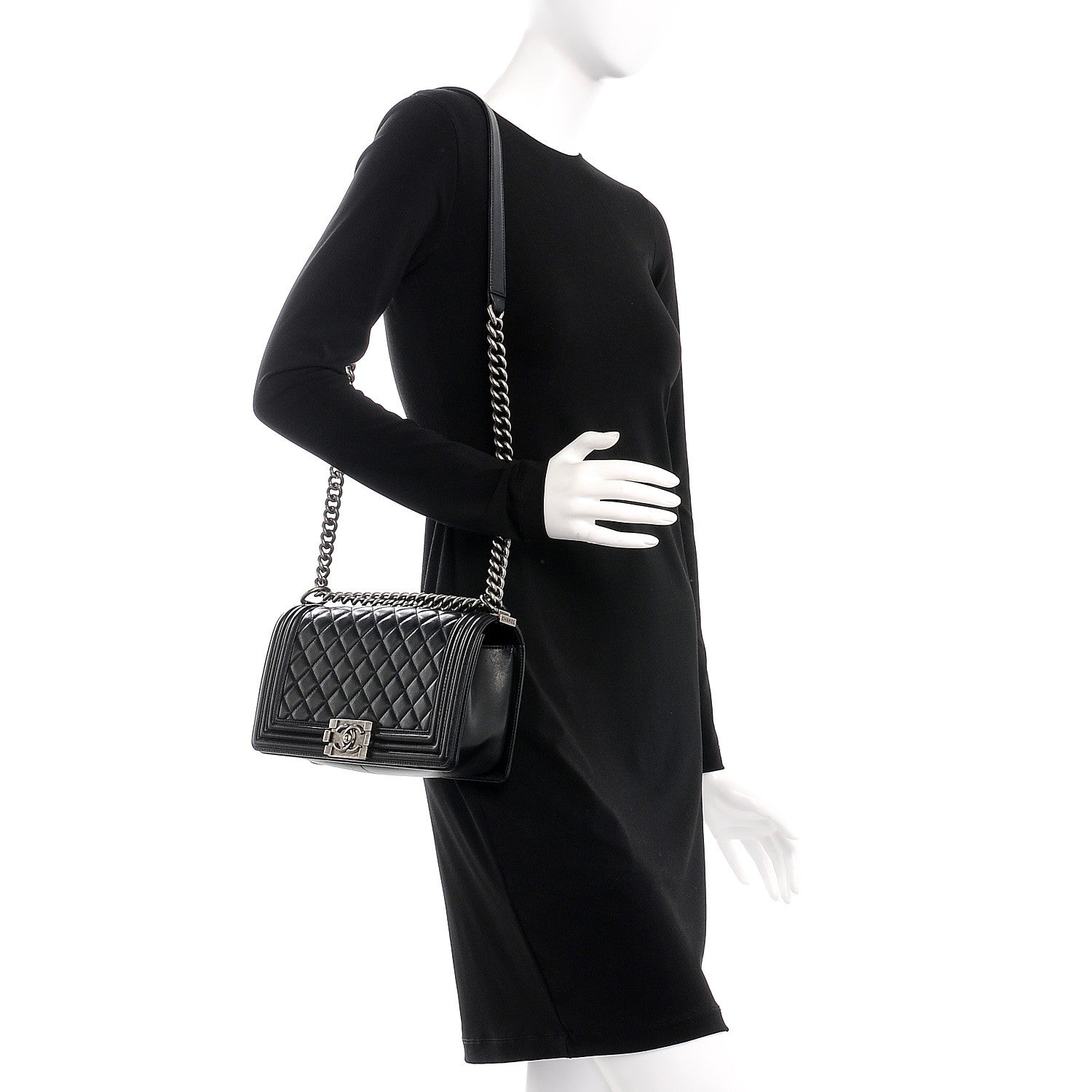 Chanel Lambskin Quilted Medium Boy Flap Black 2 of 8