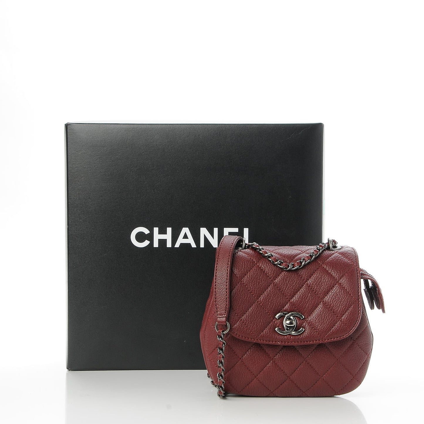 Goatskin Quilted CC Waiter Crossbody Burgundy