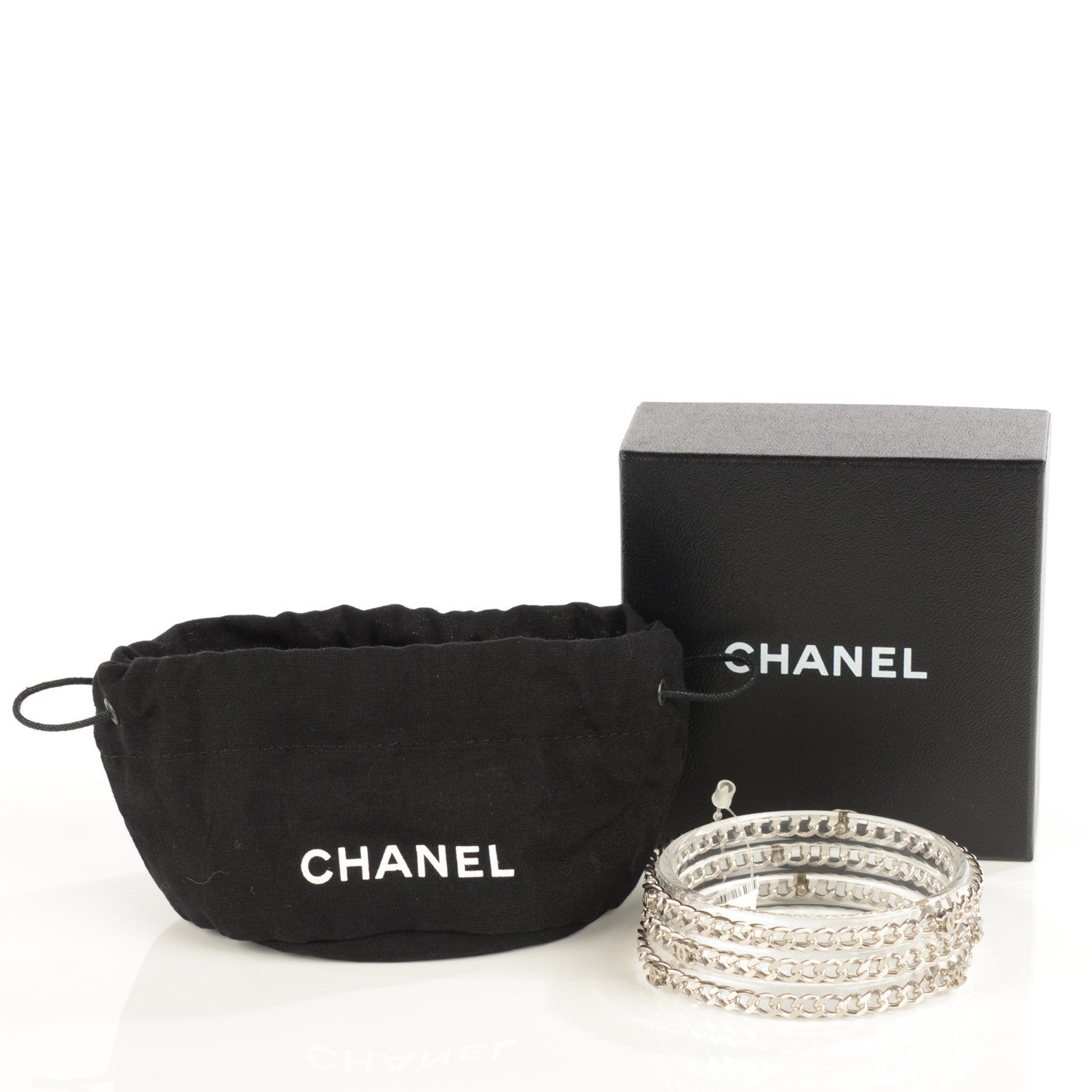 Chanel Translucent Resin Chain CC Bracelet Set of 3 Silver 4 of 7