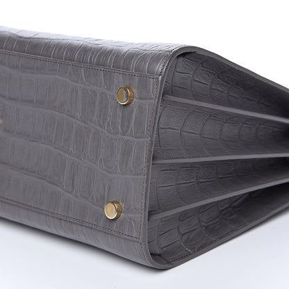 Saint Laurent Calfskin Crocodile Embossed Small Sac De Jour Fog 9 of 13