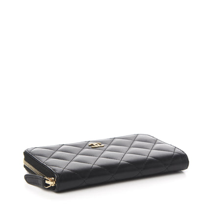 Chanel Lambskin Quilted Small Zip Around Wallet Black 4 of 9