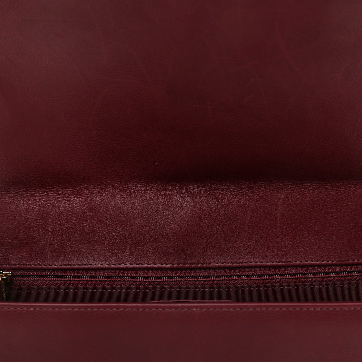 Calfskin Quilted Large Flap Bag Burgundy