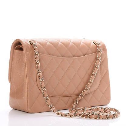 Chanel Caviar Quilted Jumbo Double Flap Beige 3 of 8