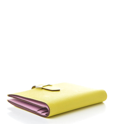 Hermes Epsom Verso Bearn Compact Wallet Lime Mauve Silvestre 4 of 8
