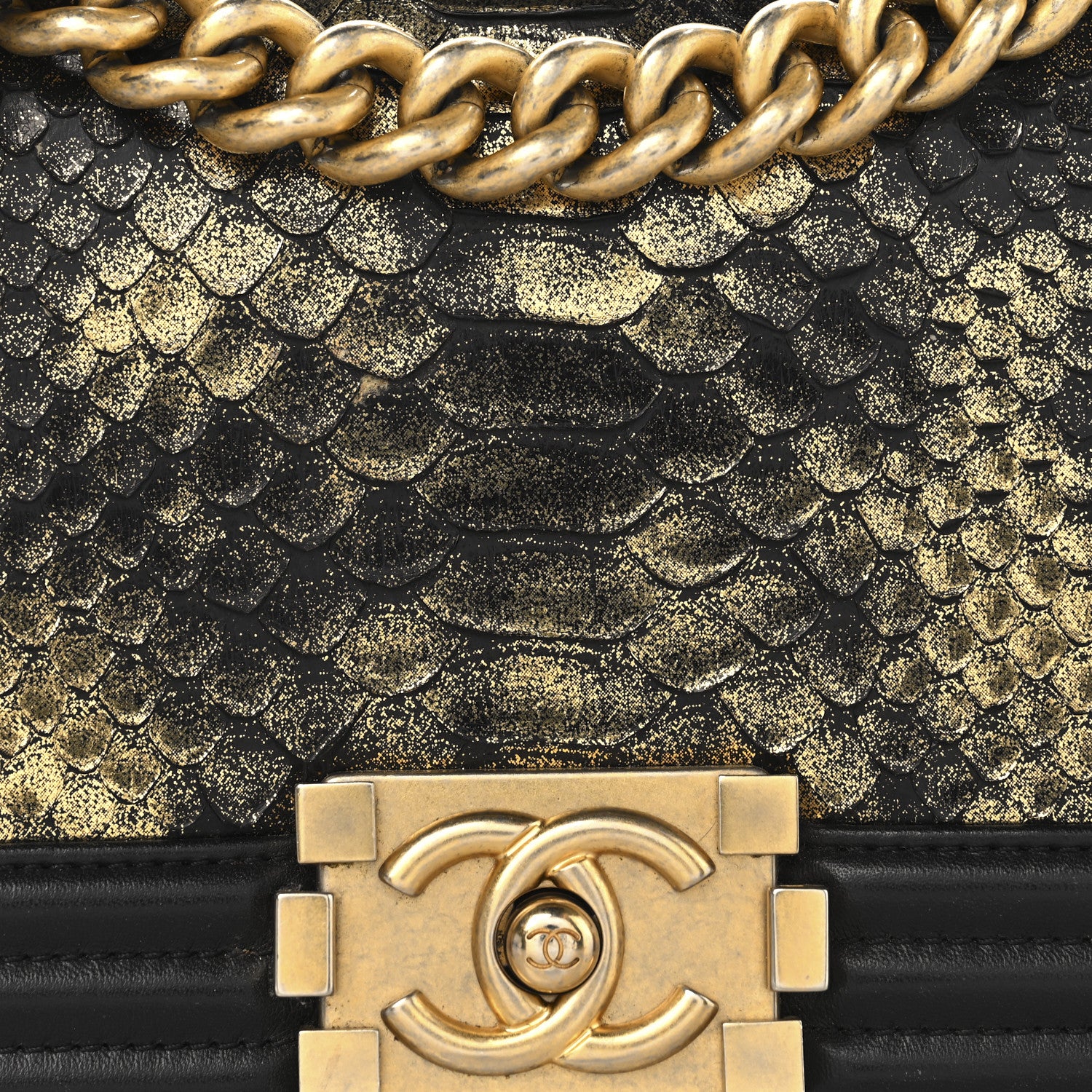 Chanel Snakeskin Calfskin Small Boy Flap Gold 8 of 12