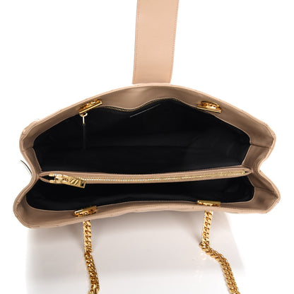 Saint Laurent Grain De Poudre Matelasse Chevron Monogram Shopping Bag Dark Beige 6 of 13