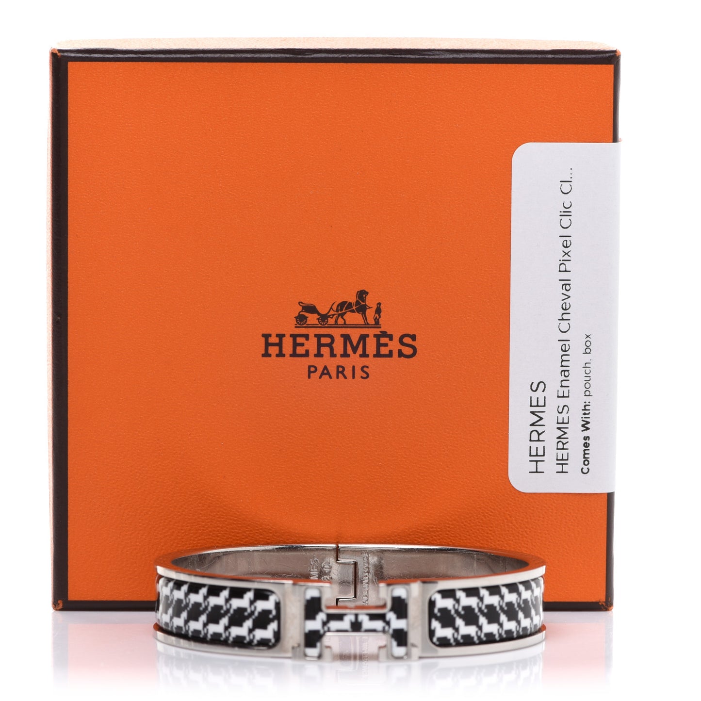 Enamel Cheval Pixel Clic Clac H Bracelet PM Black White