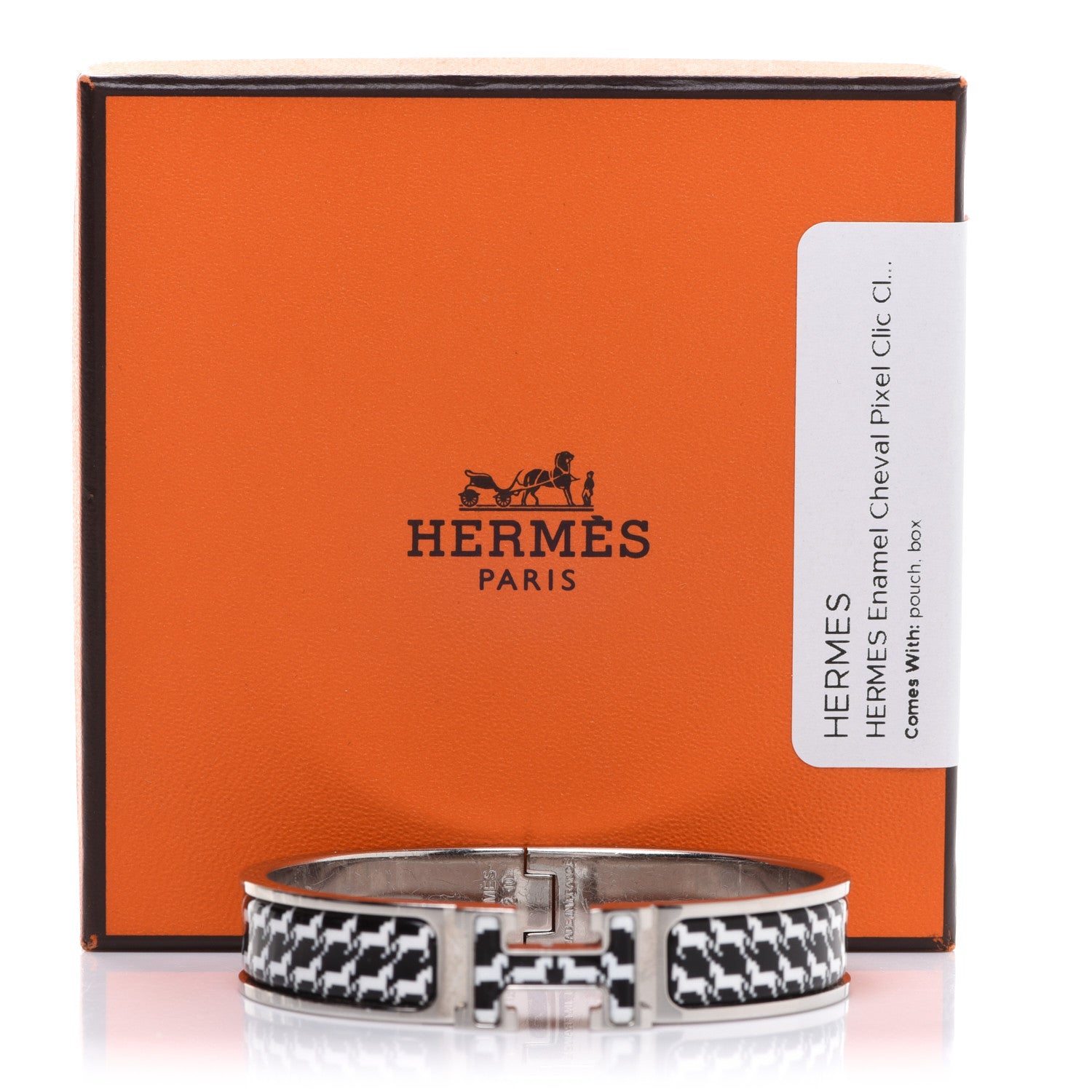 Hermes Enamel Cheval Pixel Clic Clac H Bracelet PM Black White 6 of 6