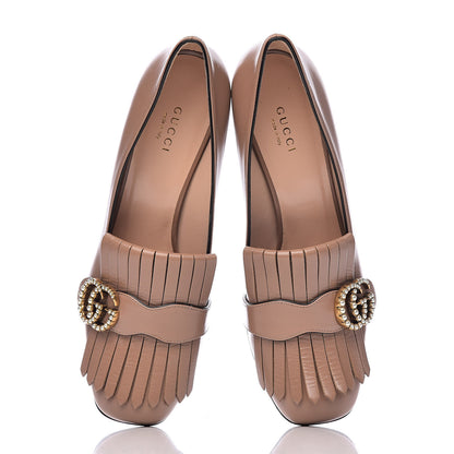 Gucci Malaga Kid Pearly GG Marmont Fringe 50mm Loafer Pumps 38.5 Porcelain Rose 9 of 10