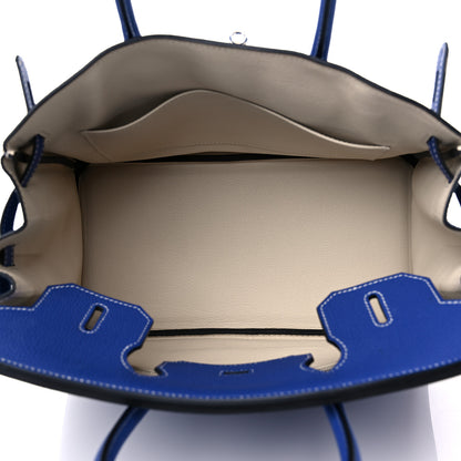 Hermes Togo Bi-Color Horseshoe Birkin 30 Bleu Electrique Craie 5 of 12