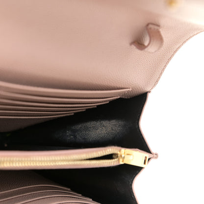 Saint Laurent Grain De Poudre Matelasse Chevron Monogram Chain Wallet Pale Blush 11 of 15
