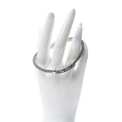 John Hardy Sterling Silver Blue Topaz 6.5mm Station Classic Chain Bracelet 2 of 6