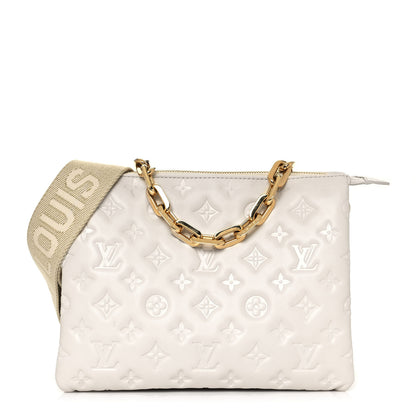 Louis Vuitton Lambskin Embossed Monogram Coussin PM Cream 1 of 12