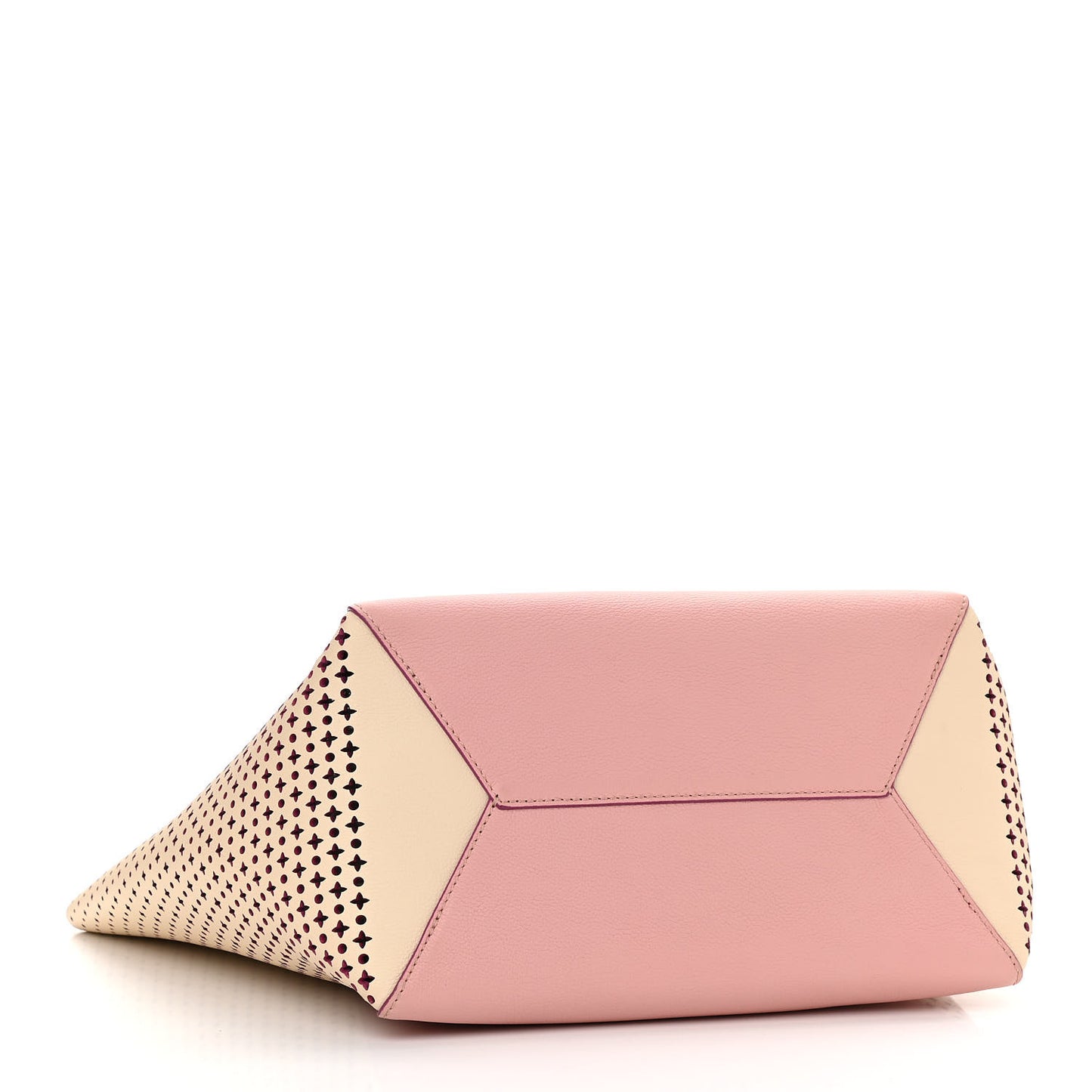 Calfskin Perforated Lockme Cabas Rose Poudre Creme