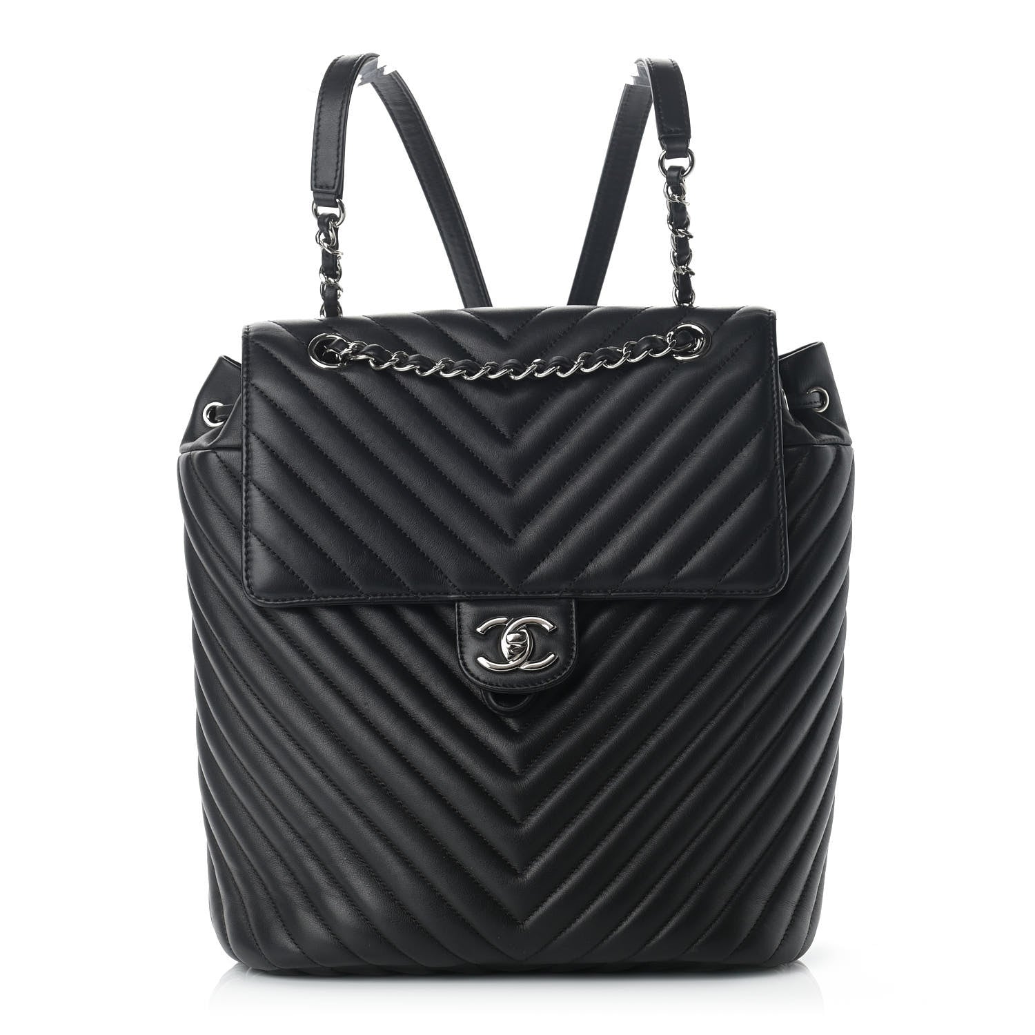 Chanel Calfskin Chevron Quilted Large Urban Spirit Backpack Black 1 of 13
