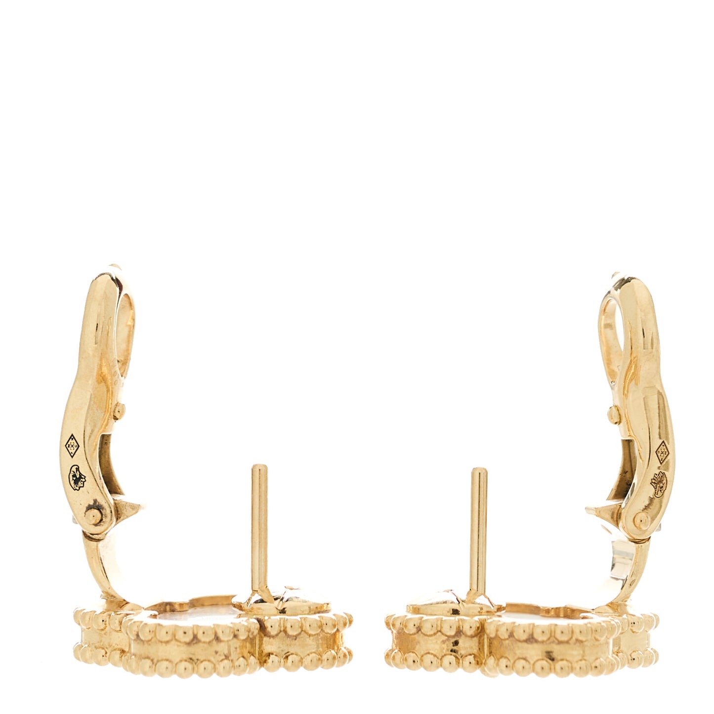 18K Yellow Gold Mother of Pearl Vintage Alhambra Earrings