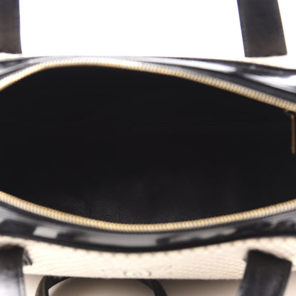 Chanel Patent Jersey Quilted Bowler Ivory Black 5 of 12