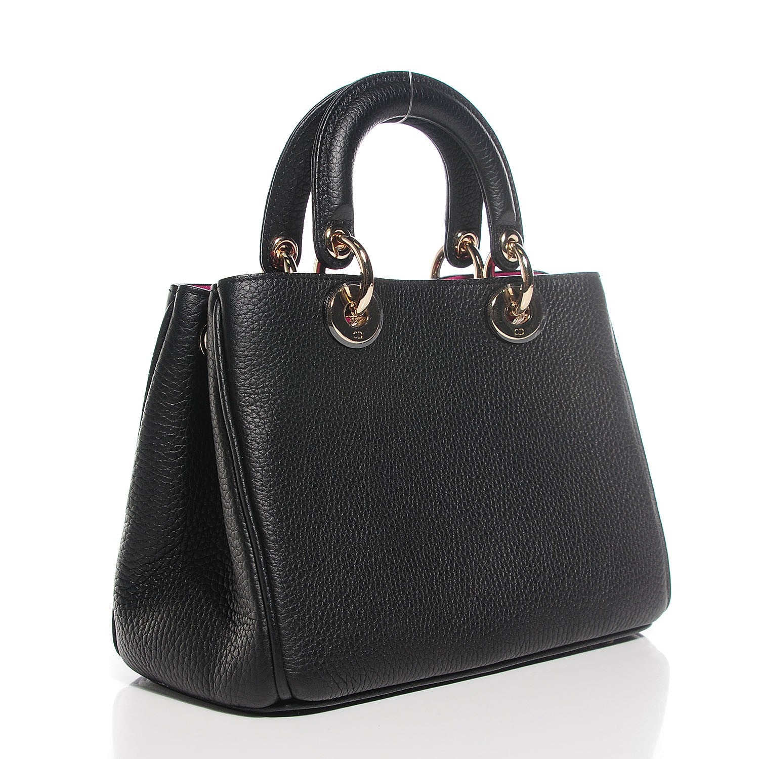 Christian Dior Bullcalf Small Diorissimo Tote Black Rose Indien 12 of 18