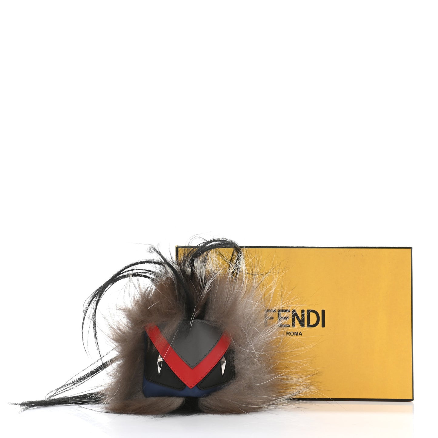 Fox Goat Fur Vitello Century Monster Bag Bug Cube Charm Natural Black True Blue Multicolor