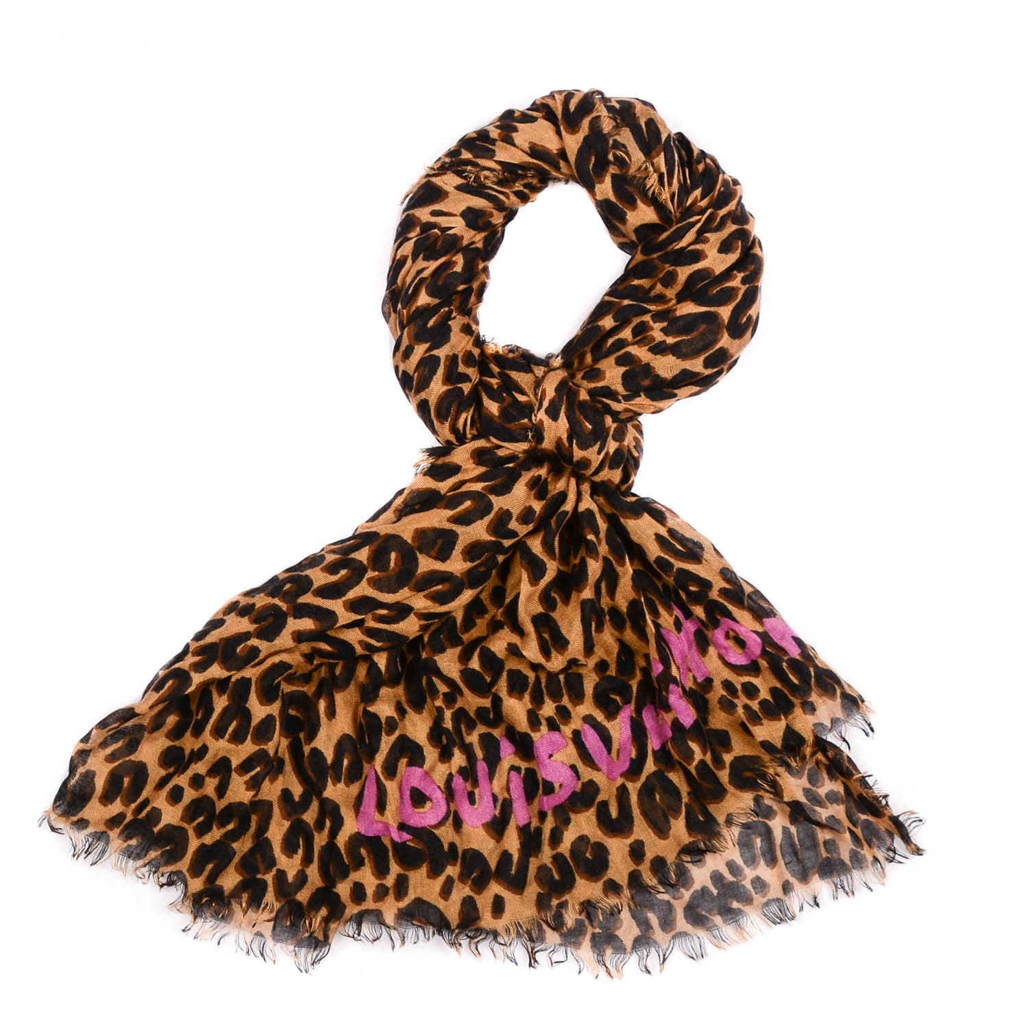 Louis Vuitton Cashmere Silk Leopard Etole Stole Marron 1 of 6