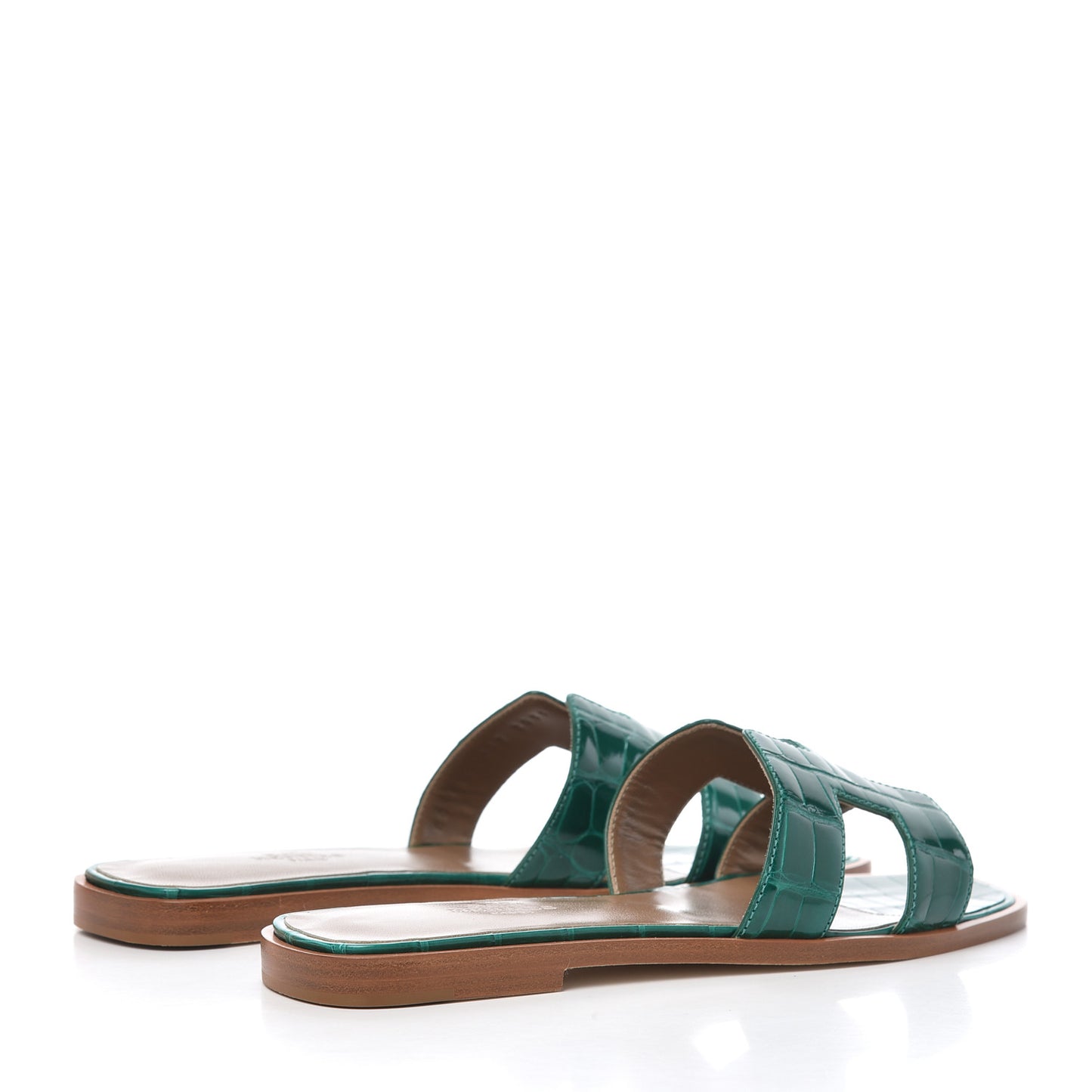Shiny Alligator Oran Sandals 36 Emeraude