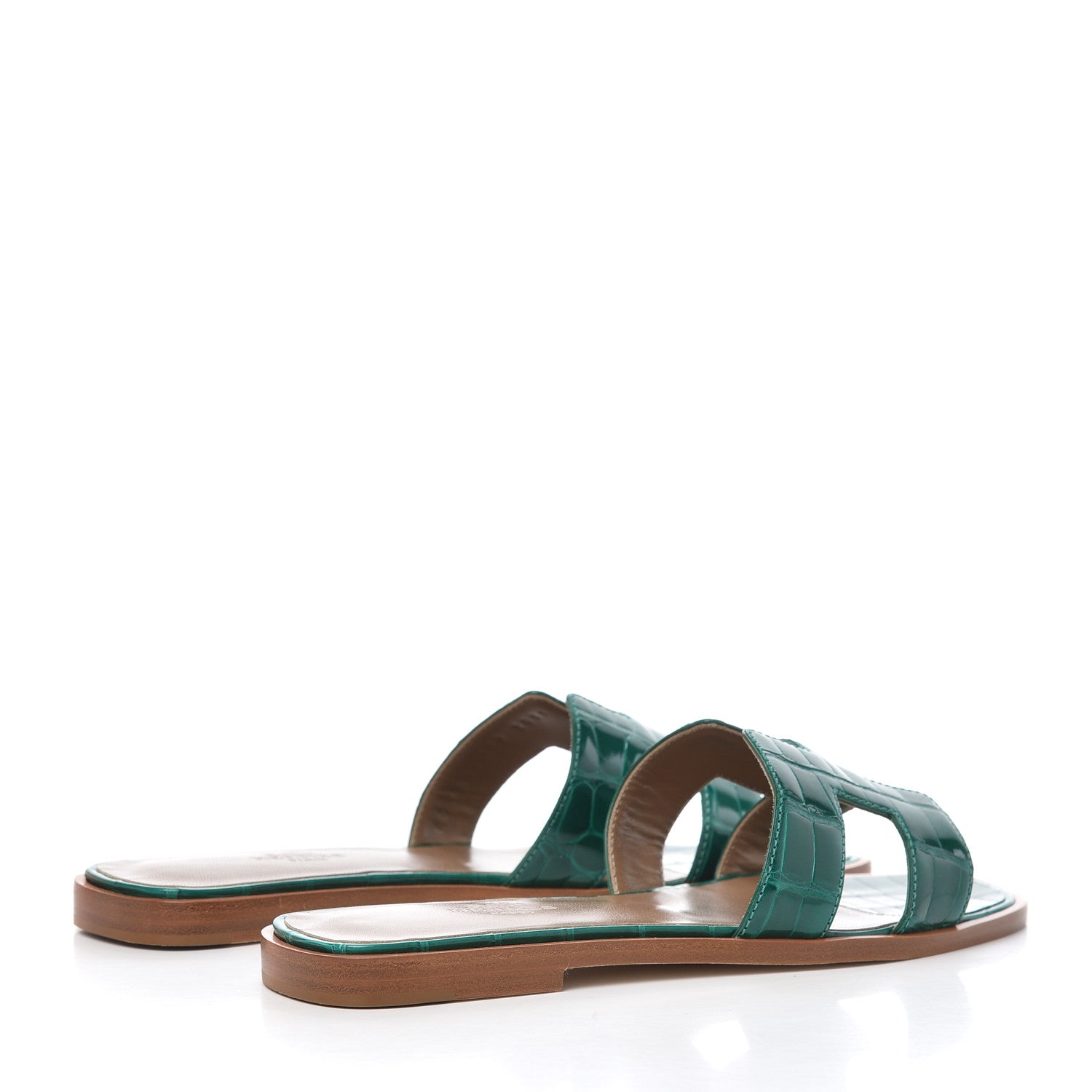 Hermes Shiny Alligator Oran Sandals 36 Emeraude 4 of 9