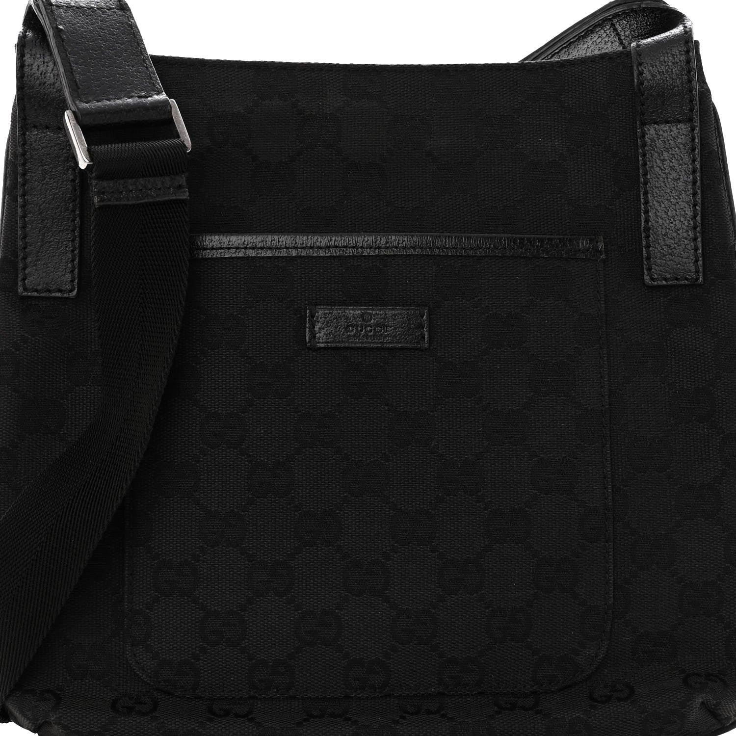 Gucci Monogram Flat Messenger Bag Black 7 of 9