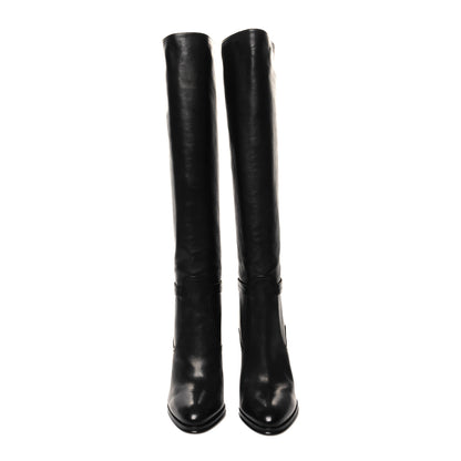 Saint Laurent Smooth Calfskin Linda 100 Knee High Boots 40 Black 2 of 7