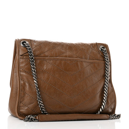 Saint Laurent Crinkled Calfskin Matelasse Monogram Medium Niki Chain Satchel Tan Brown 3 of 10