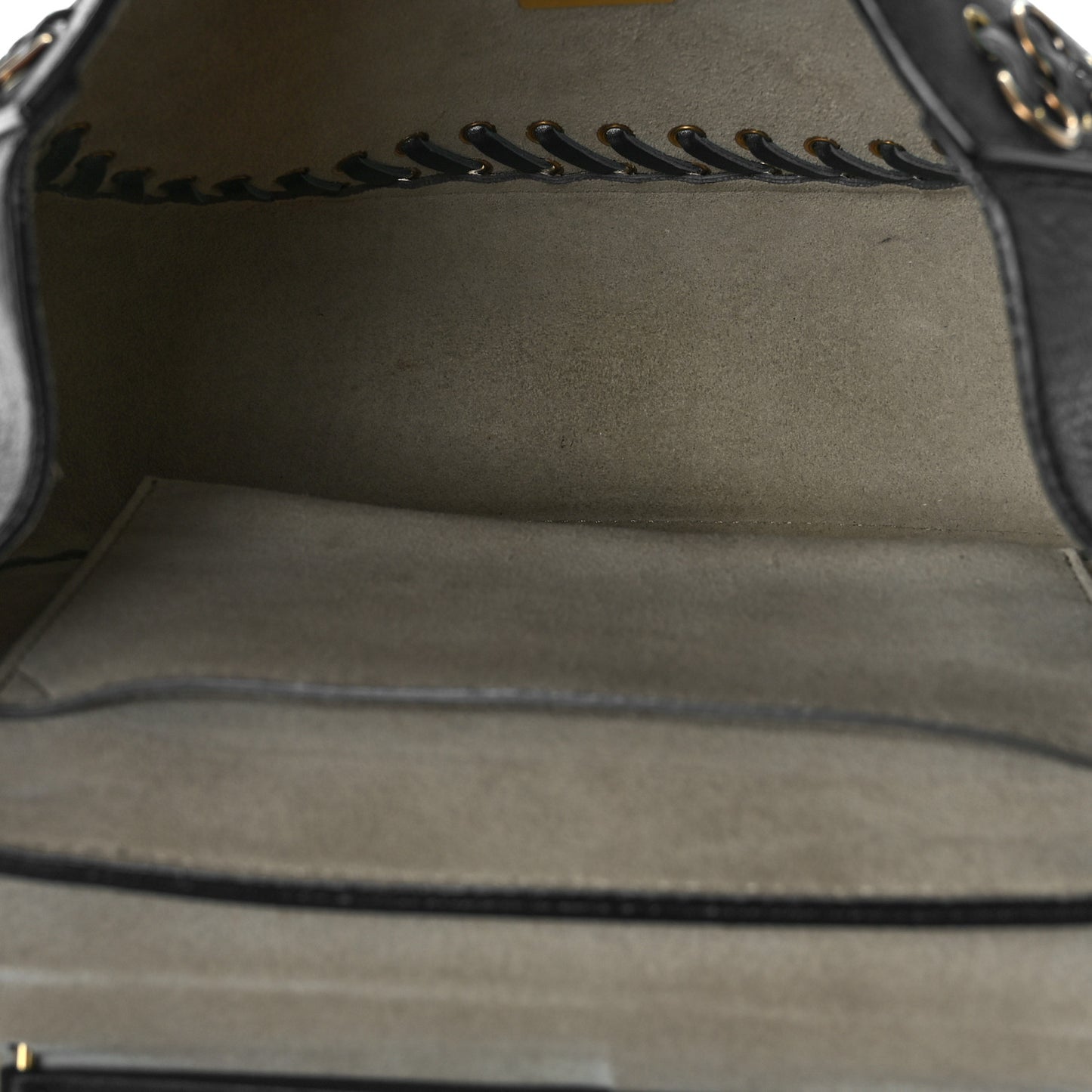 Calfskin Whipstitch Grommet Drew Shoulder Bag Black